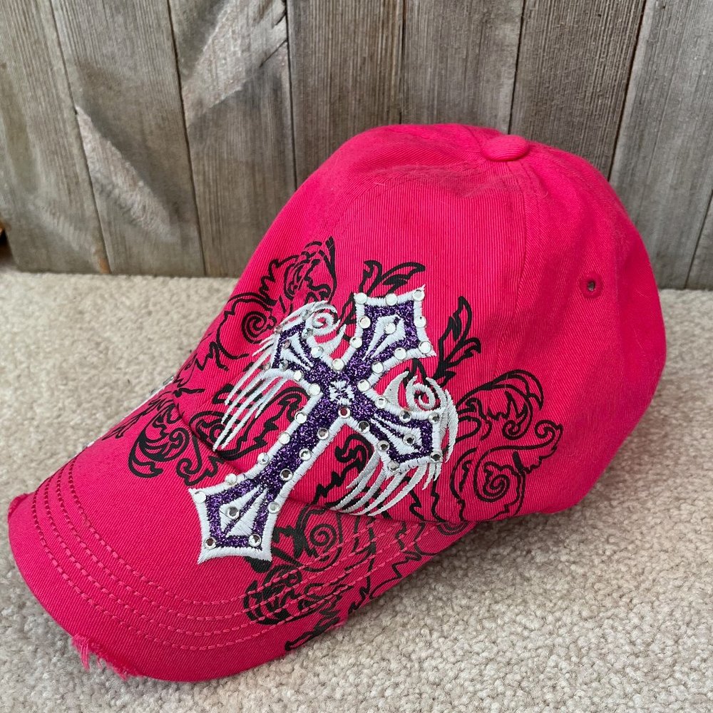Distressed Pink Cross Hat